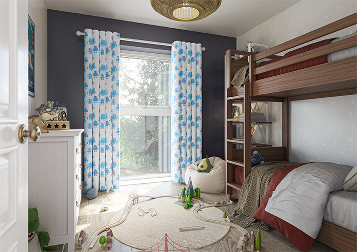 Robo Town, Bot Blue - Made to Measure Curtains - Image 7